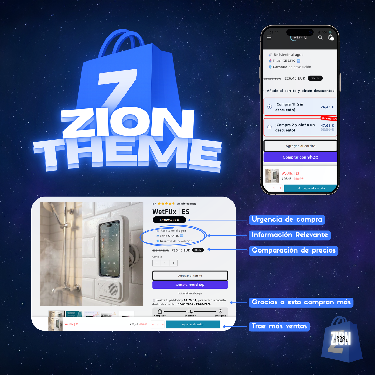 SHOPIFY ZionTheme™ PRO + Guía + Pack IA (Todo Incluido)